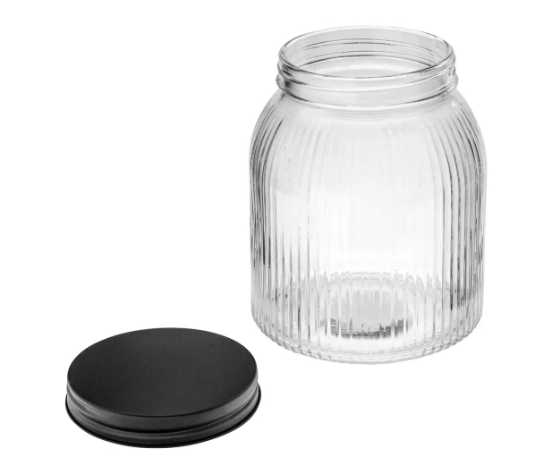 Altom Pojemnik szklany relief z pokrywą 1,3 l czarny - 1580559 - zdjęcie 3